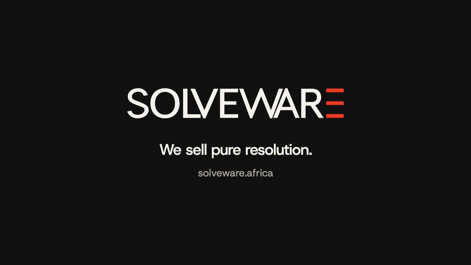 The Solveware wordmark end frame