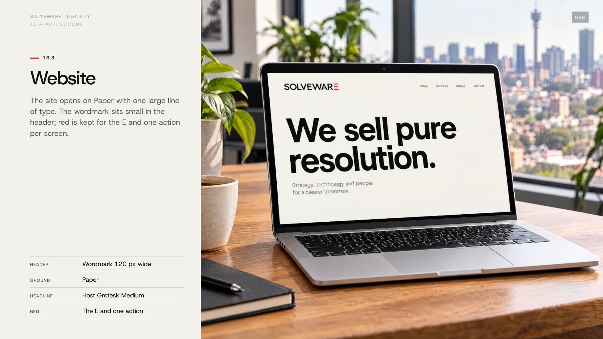 The Solveware website shown on a laptop