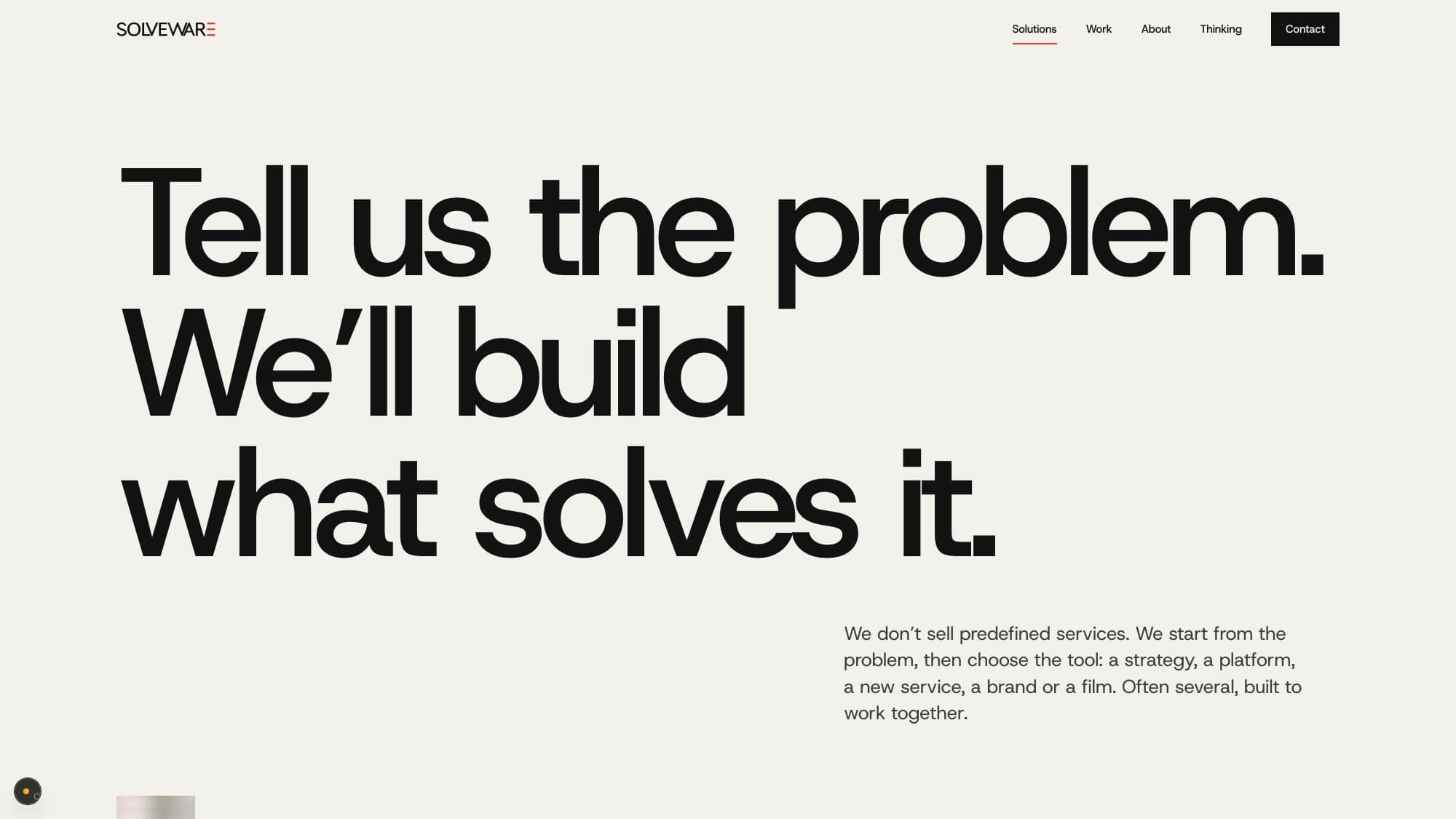 The Solutions page opening statement